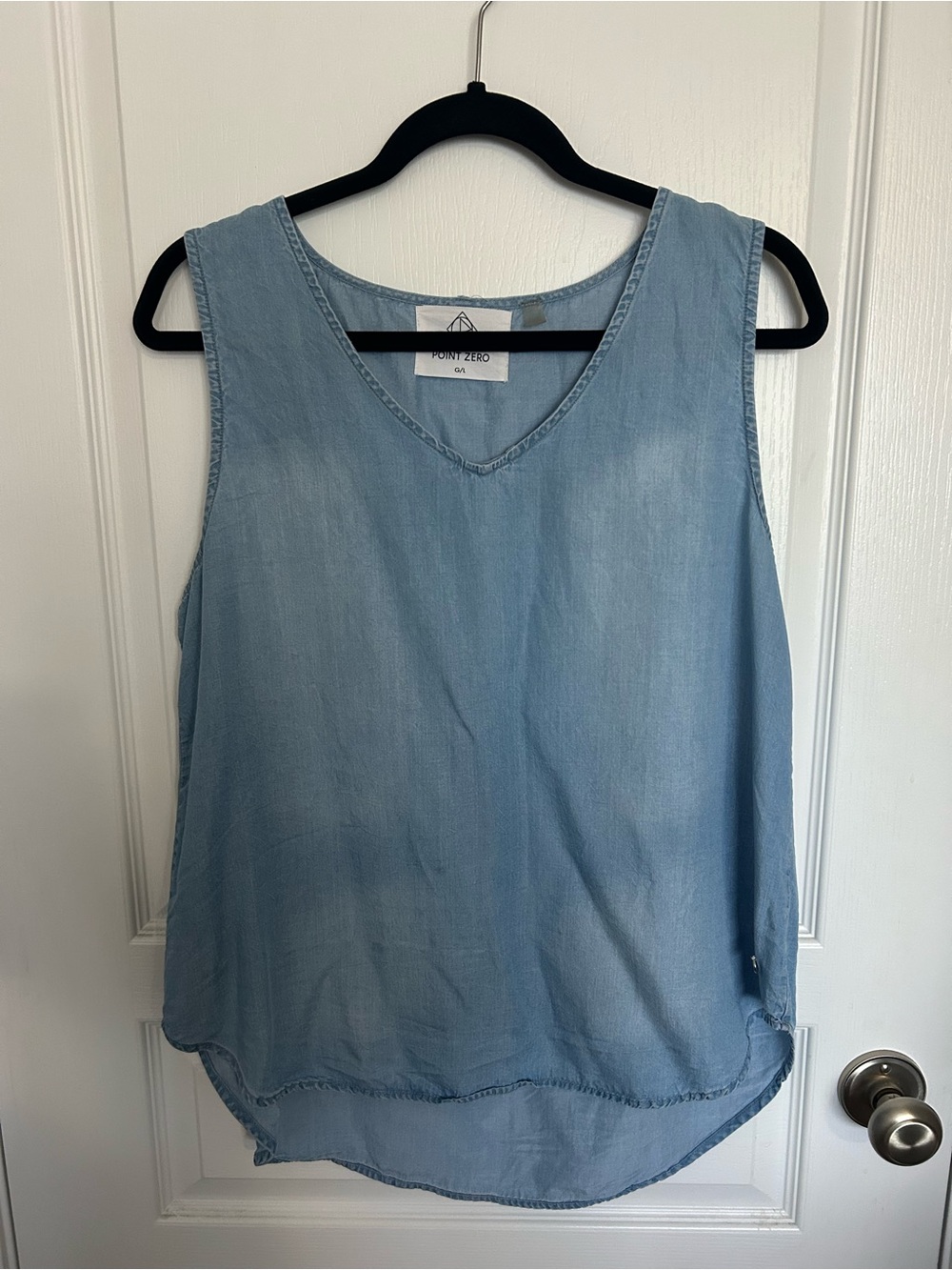 Point Zero Light Blue Denim-Effect V-Neck Tank